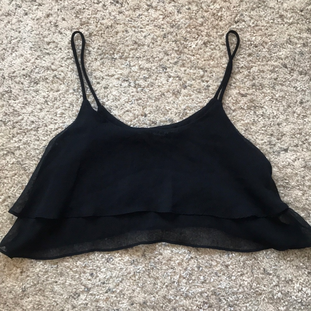 Sheer, flowy black crop top